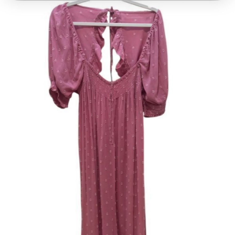 Free People Romper Pink/Rose with Puff Sleeves - Picture 2 of 16
